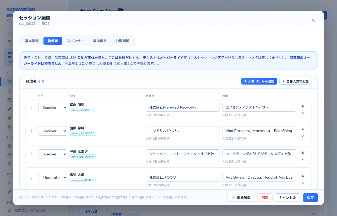登壇者タブ